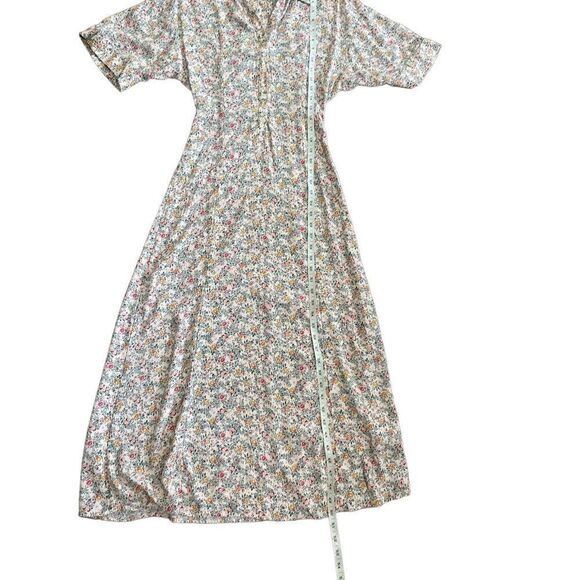 Zara Ditsy Floral Cottagecore Maxi collar Shirt Dress sz XS neutral minimalist b - Picture 6 of 13